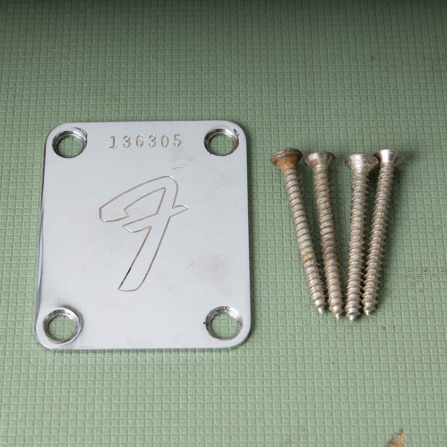 Vintage 1965 Fender Neck Plate (SN 136305)