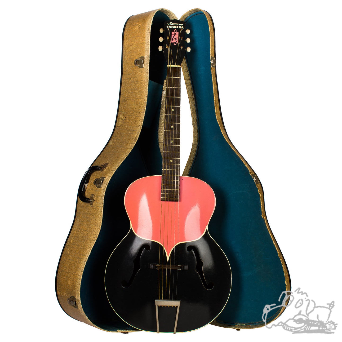 1950's Harmony Catalina H1220 - Charcoal Grey and Pink - Archtop Acoustic Guitar