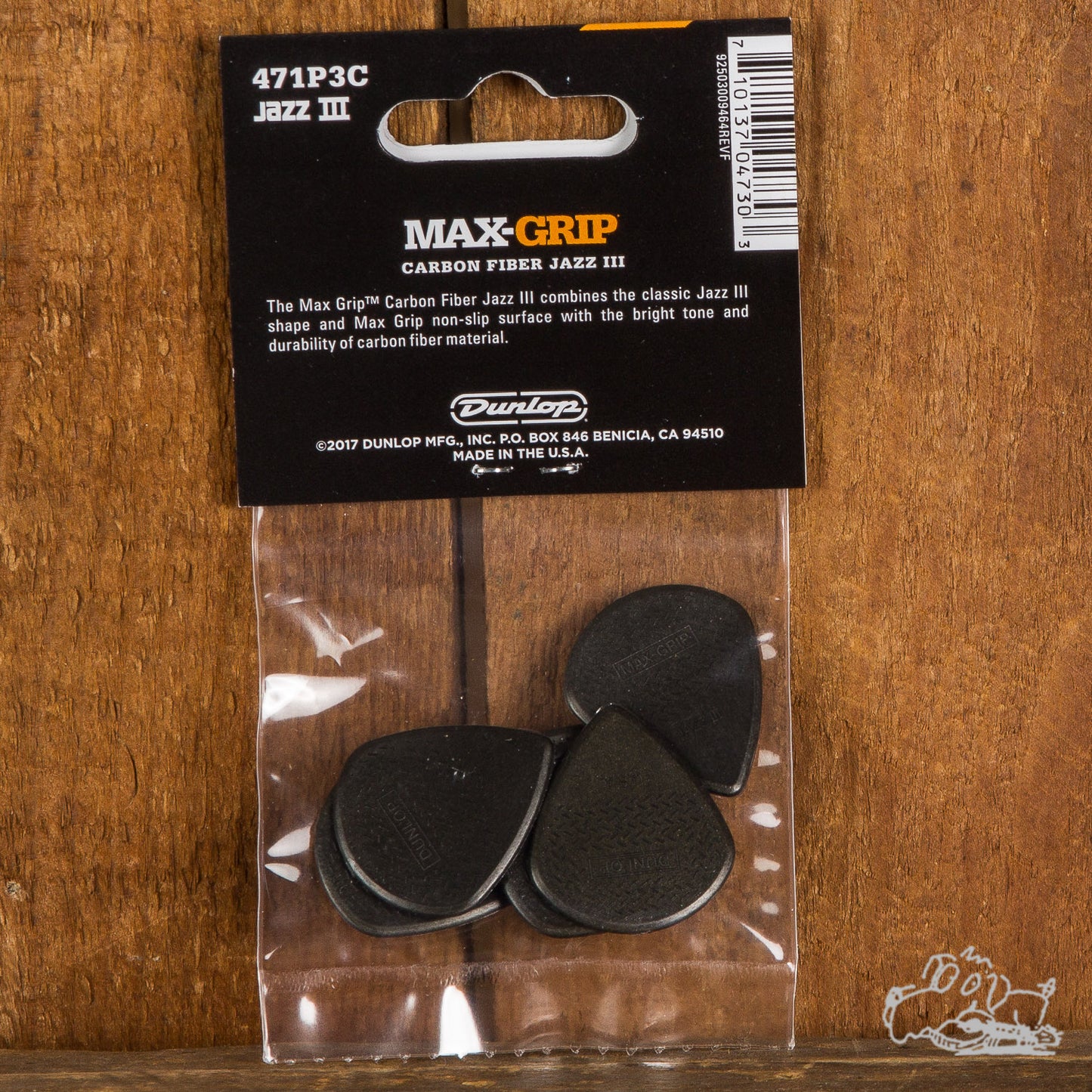 Dunlop Max-Grip Carbon Fiber Jazz III Picks 6-Pack