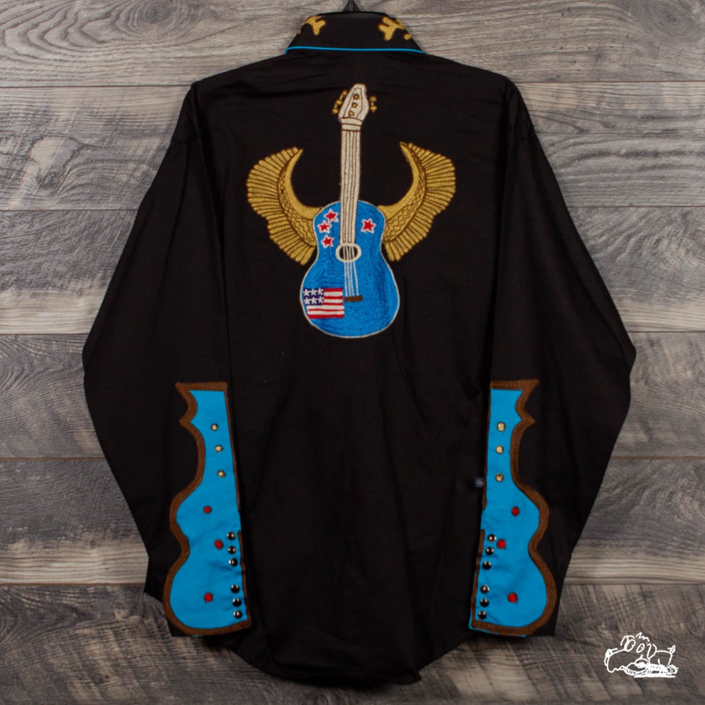 Rockmount Ranch Wear - Men's Winged Guitars Vintage Embroidered Western Shirt