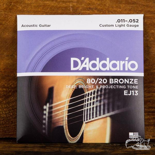 D'Addario 11-52 80/20 Bronze Acoustic Guitar Strings - EJ13