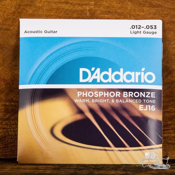 D'Addario Phosphor Bronze Acoustic Guitar Strings EJ16 Light 12-53