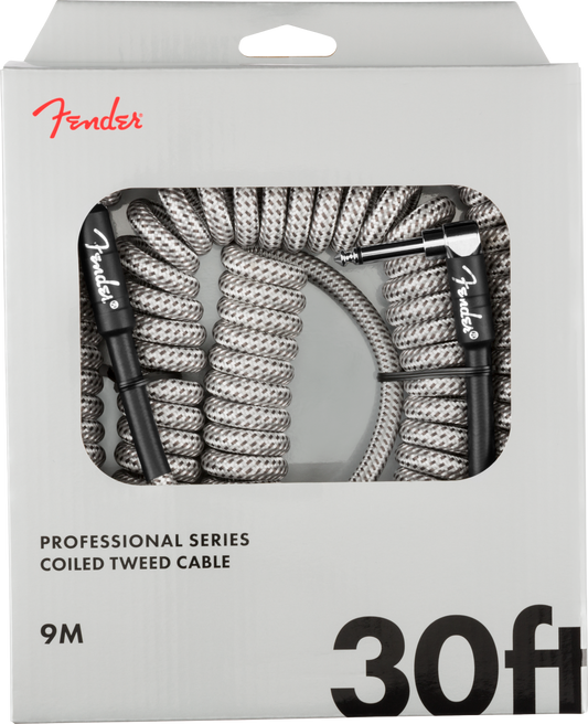 Fender 30' Professional Series Coil Cable - White Tweed