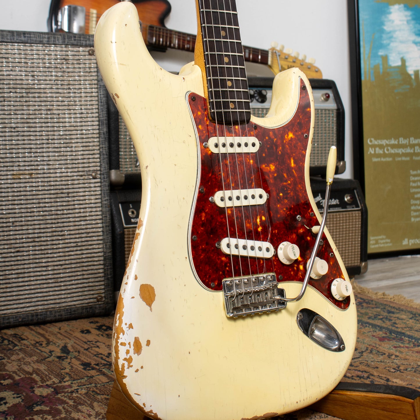 1963 Fender Stratocaster - '65 Factory Olympic White Refinish & Tortoise Pickguard