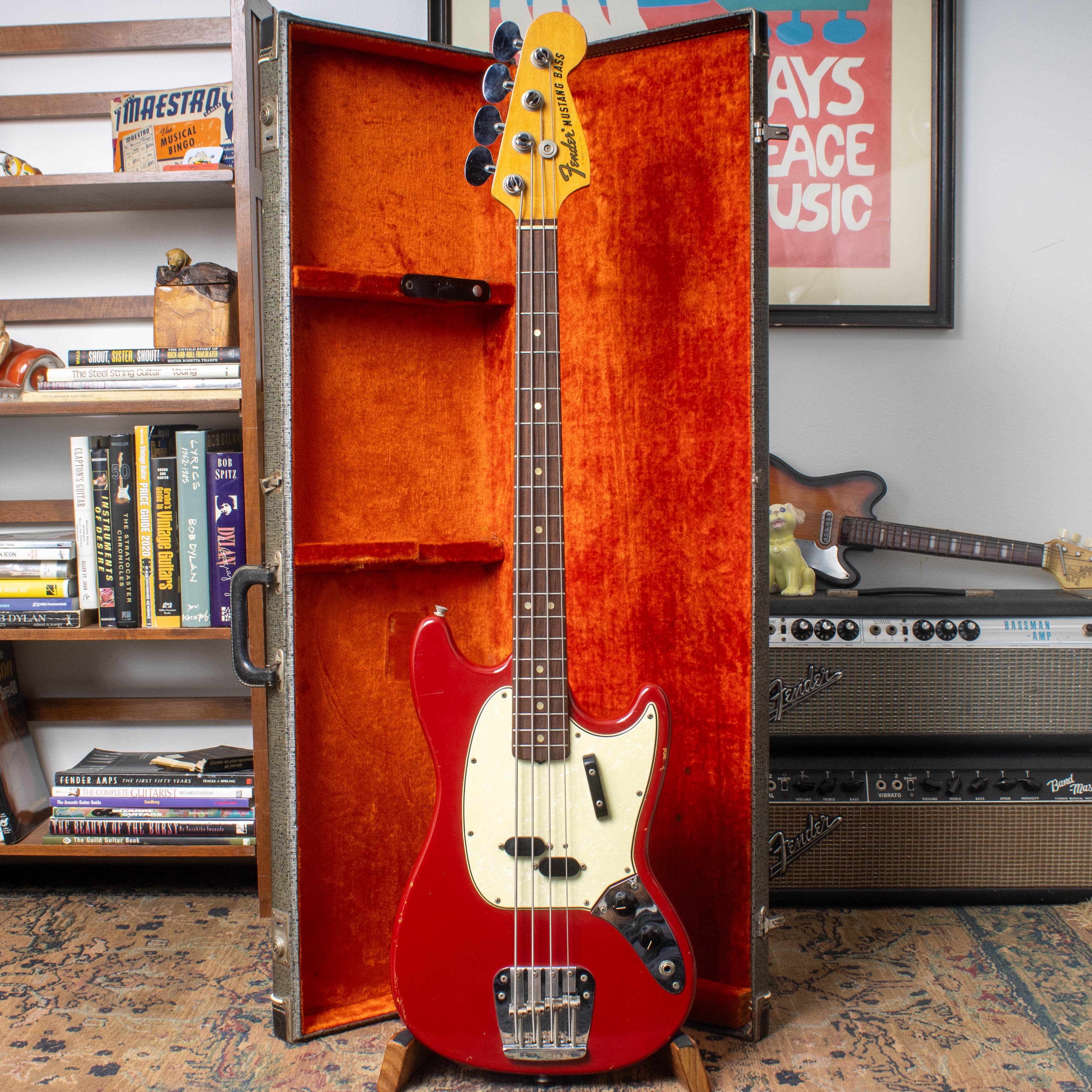 1966 Fender Mustang Bass - Dakota Red – Garrett Park Guitars