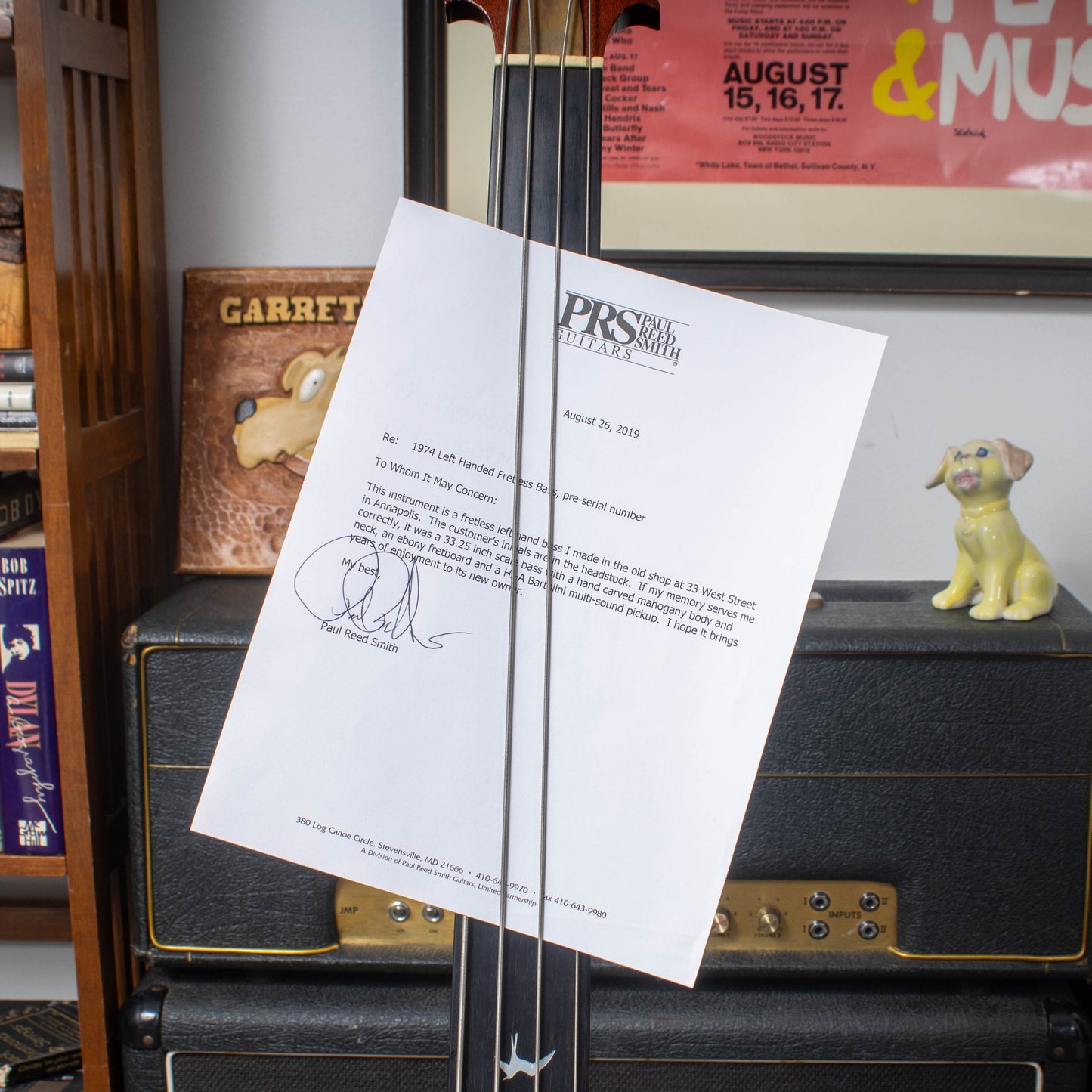 1974 PRS Fretless LH Bass (Pre-Factory w/ Letter from Paul Reed Smith)