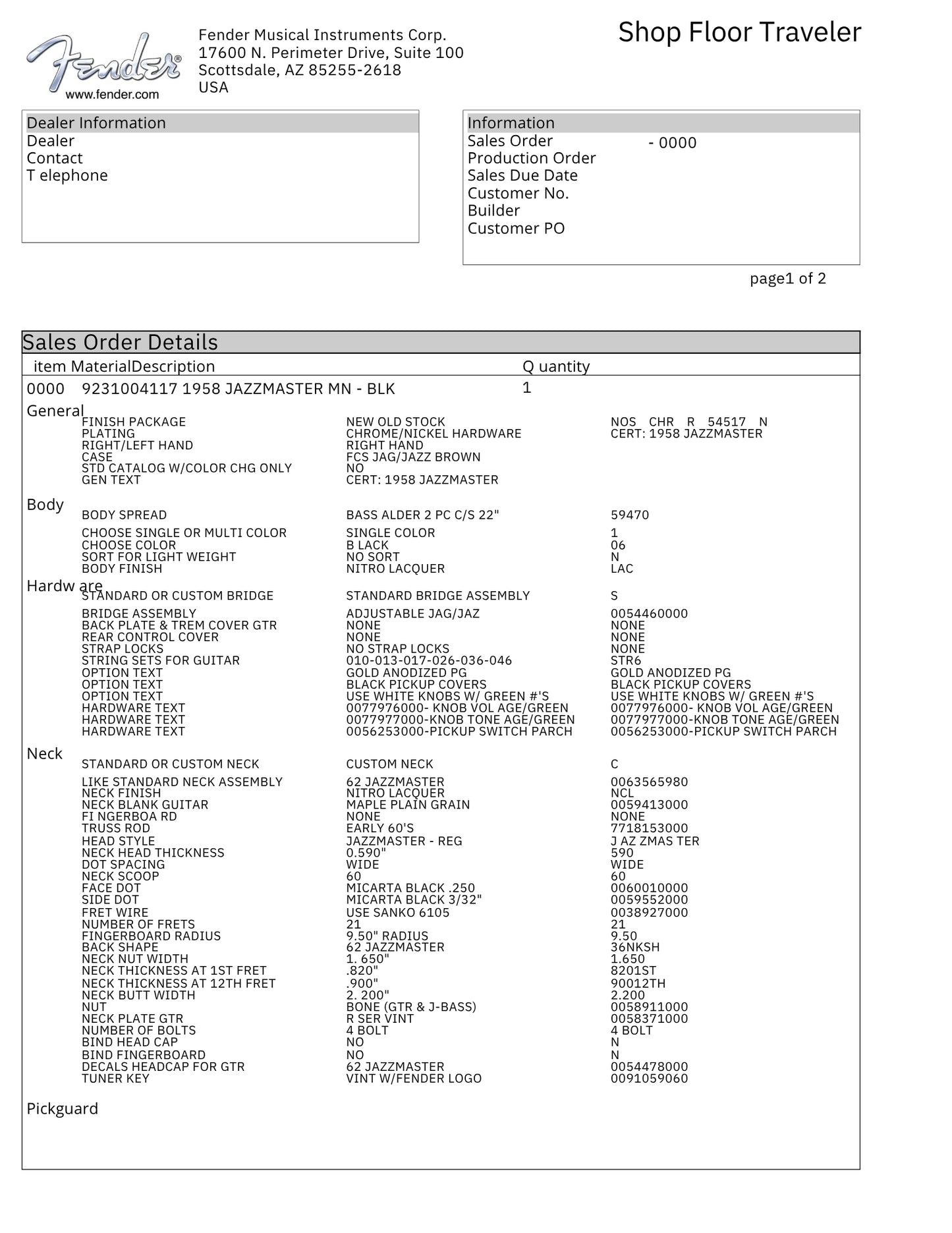 2012 Fender Custom Shop '58 Jazzmaster NOS - Black, Anodized Guard, Maple Fingerboard