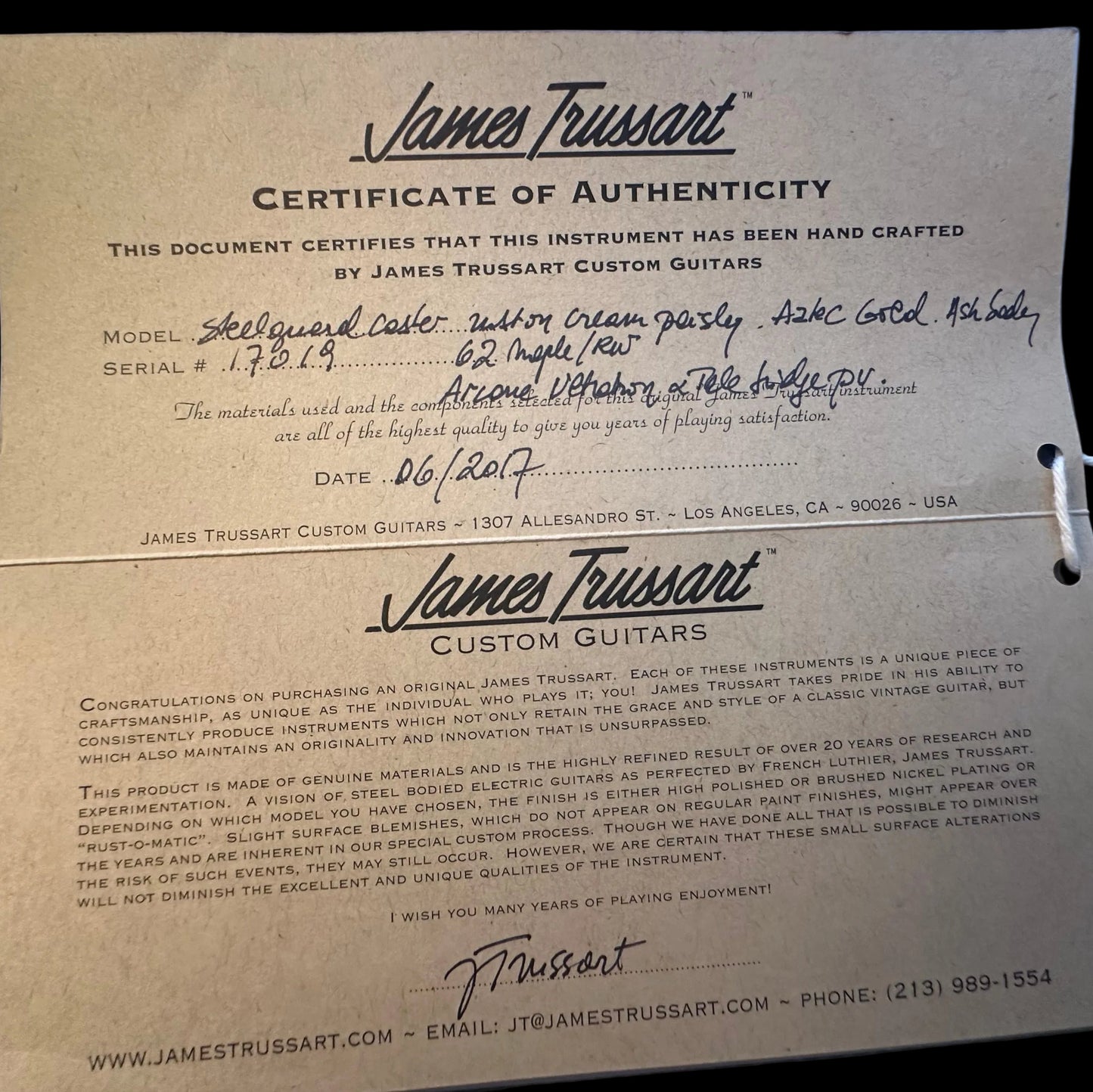 2017 James Trussart Steelguardcaster