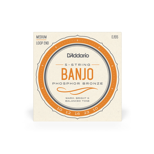 D'Addario Medium Loop End Phosphor Bronze 5 String Banjo Strings EJ55