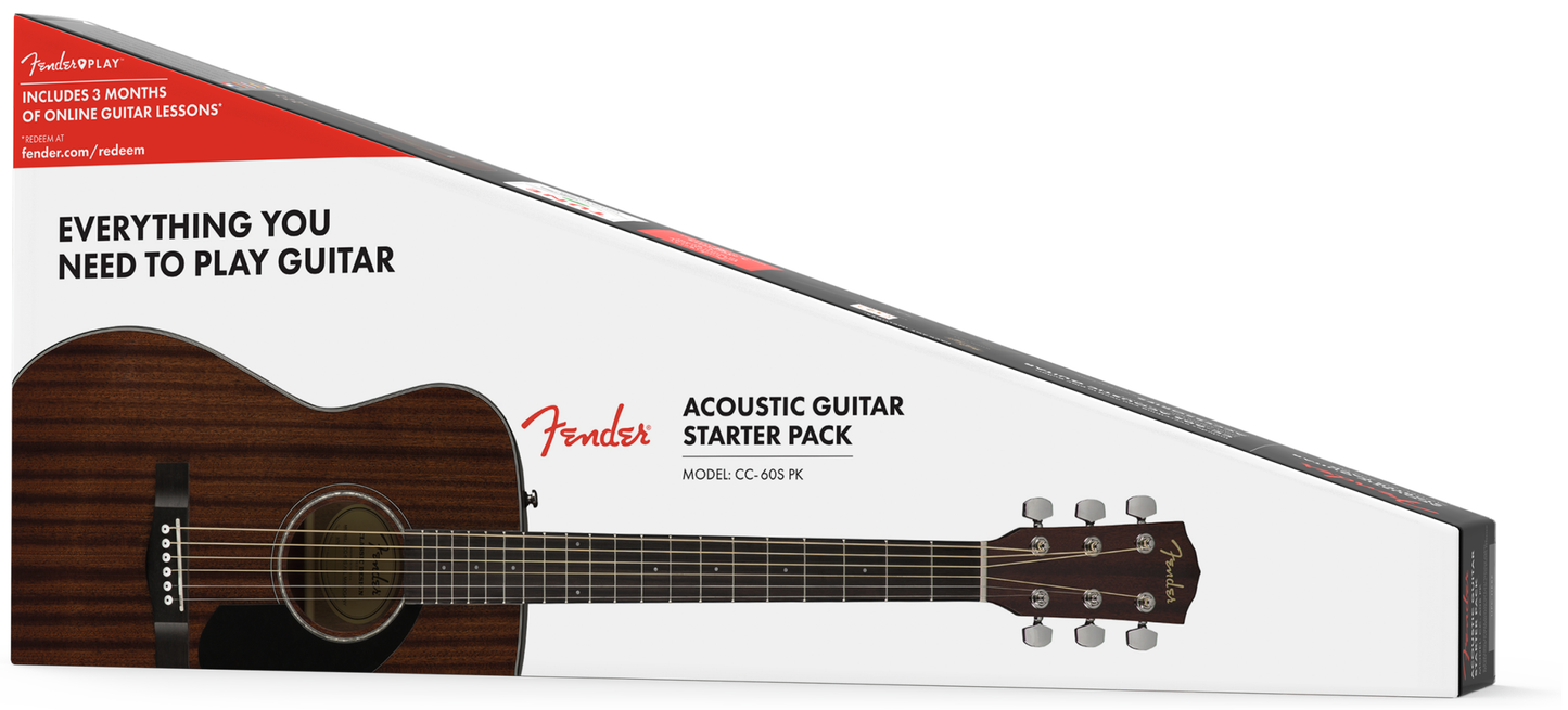 Fender CC-60S Concert Pack V2, All-Mahogany Acoustic Guitar