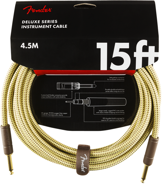 Fender 15' Tweed Instrument Cable - Straight