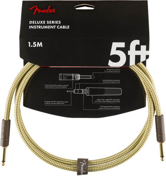 Fender Deluxe Series Instrument Cable Five Foot Cable Tweed Cable