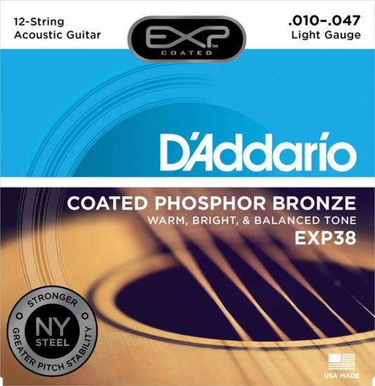 D'Addario 10-47 12 Phosphor Bronze Acoustic Guitar Strings - EXP38