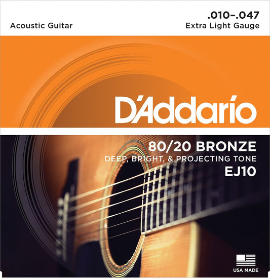 D'Addario 80/20 Bronze Acoustic Guitar Strings 10-47