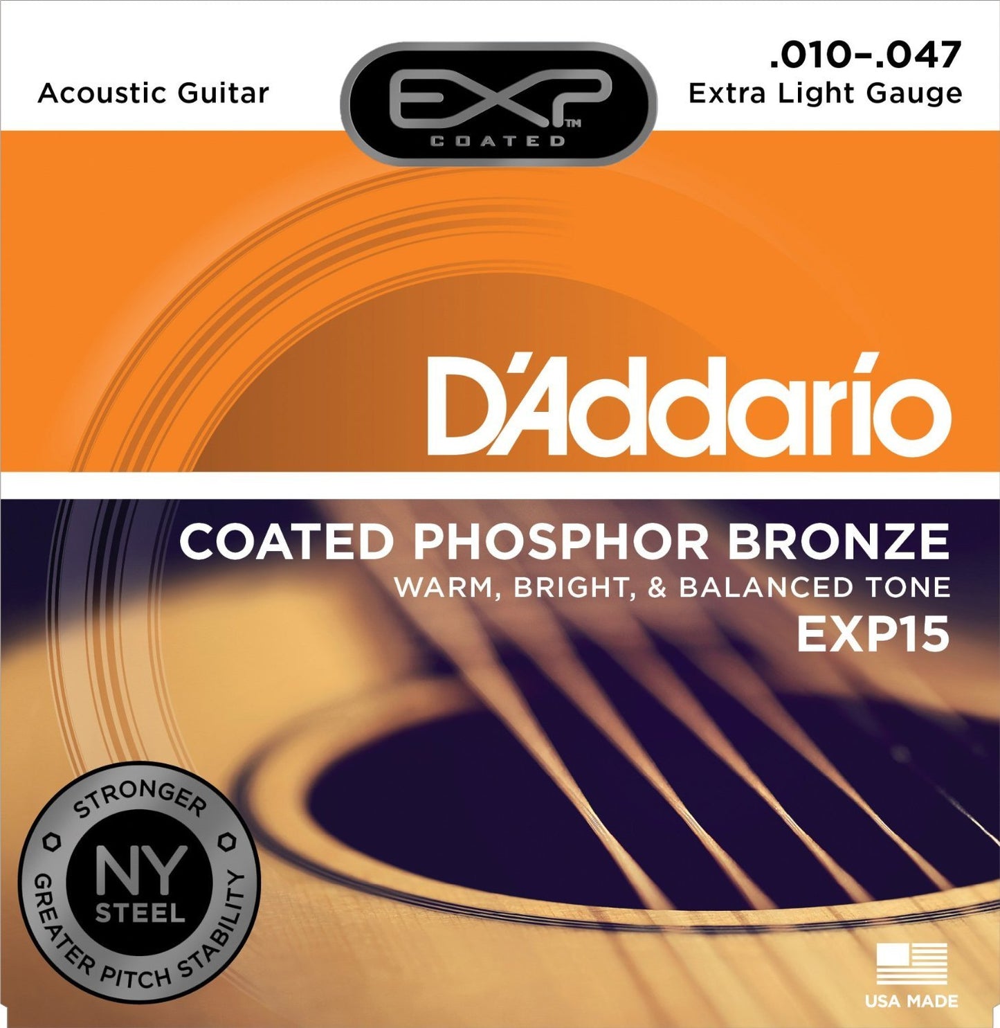 D'Addario Phosphor Bronze 10-47 Extra Light Coated Acoustic Strings