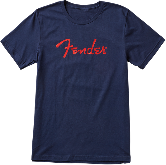 Fender Foil Spaghetti Logo T-Shirt, Blue S