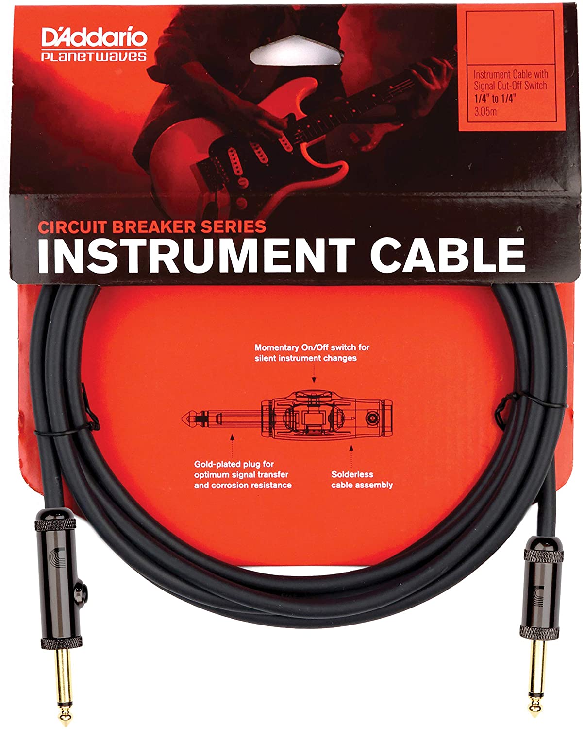 D'Addario Circuit Breaker Instrument Cable - Straight / Straight