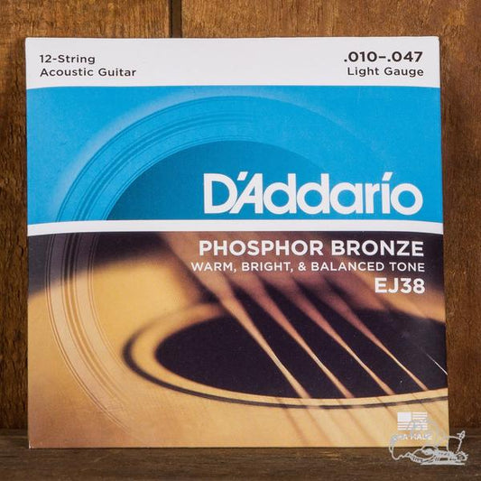 D'Addario 10-47 12 Phosphor Bronze Acoustic Guitar Strings - EJ38