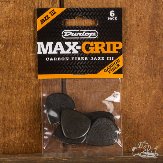 Dunlop Max-Grip Carbon Fiber Jazz III Picks 6-Pack