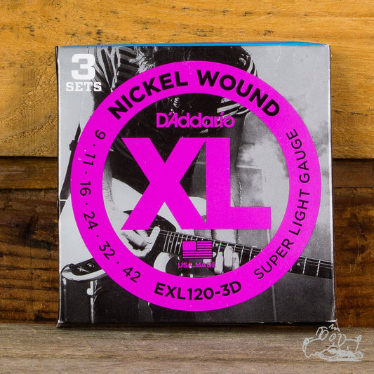 D'Addario XL Electric Guitar Strings Nickel Wound Super Light 9-42 - (Three Sets Pack)