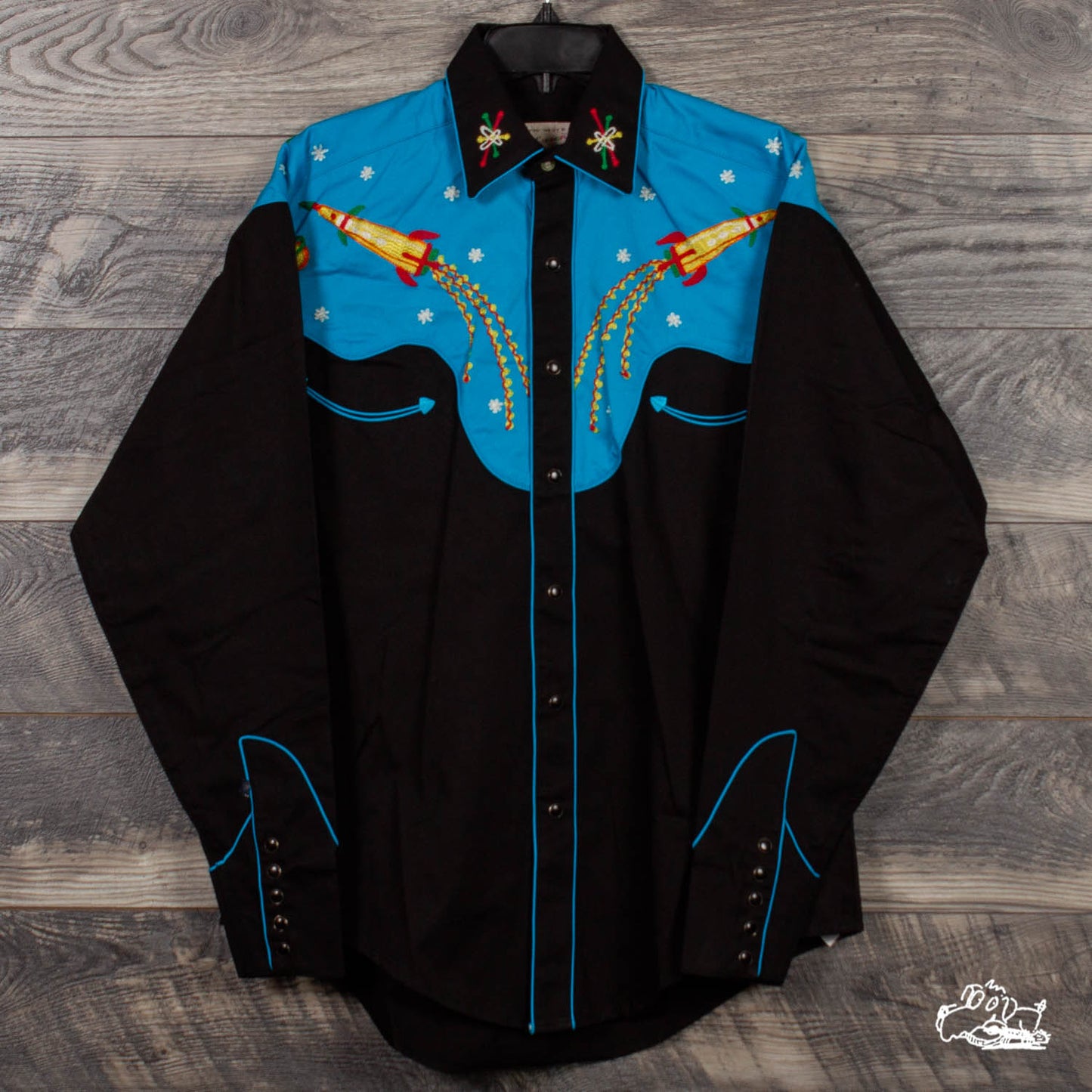 Rockmount Ranch Wear - Men's 2-Tone Space Cowboy Embroidered Western Shirt