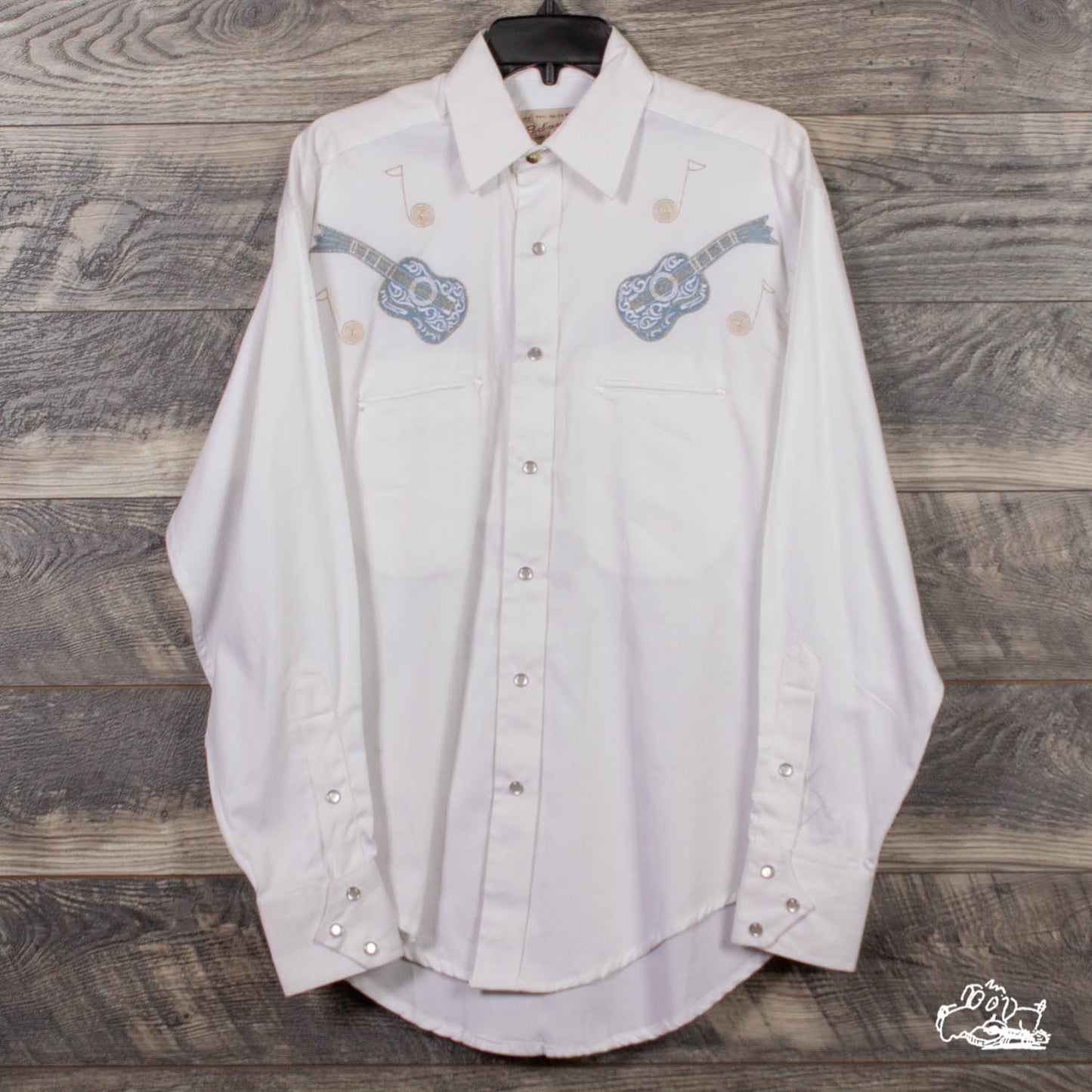 Rockmount Ranch Wear - Men's Guitar Embroidery White Western Shirt