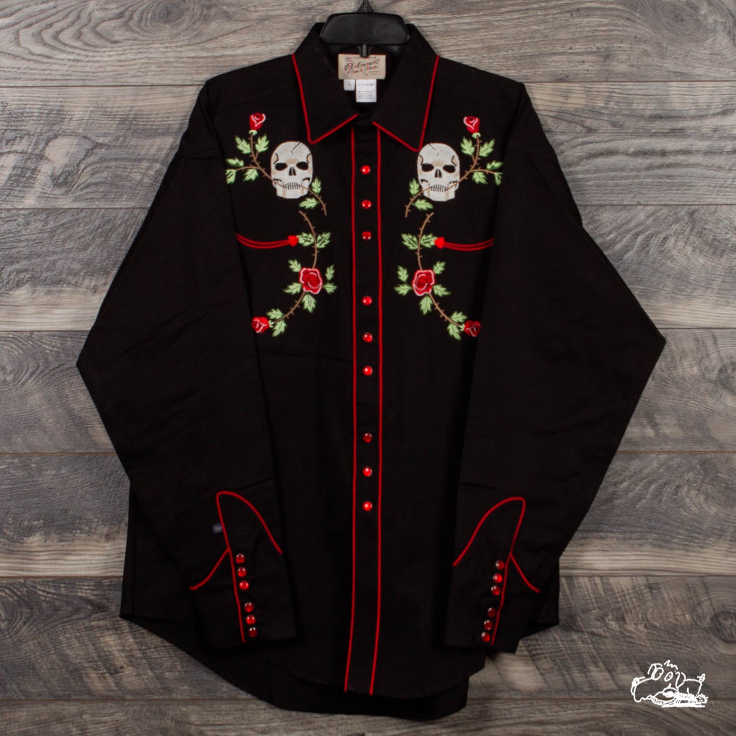 Rockmount Ranch Wear - Men’s Skulls & Roses Vintage Embroidered Western Shirt