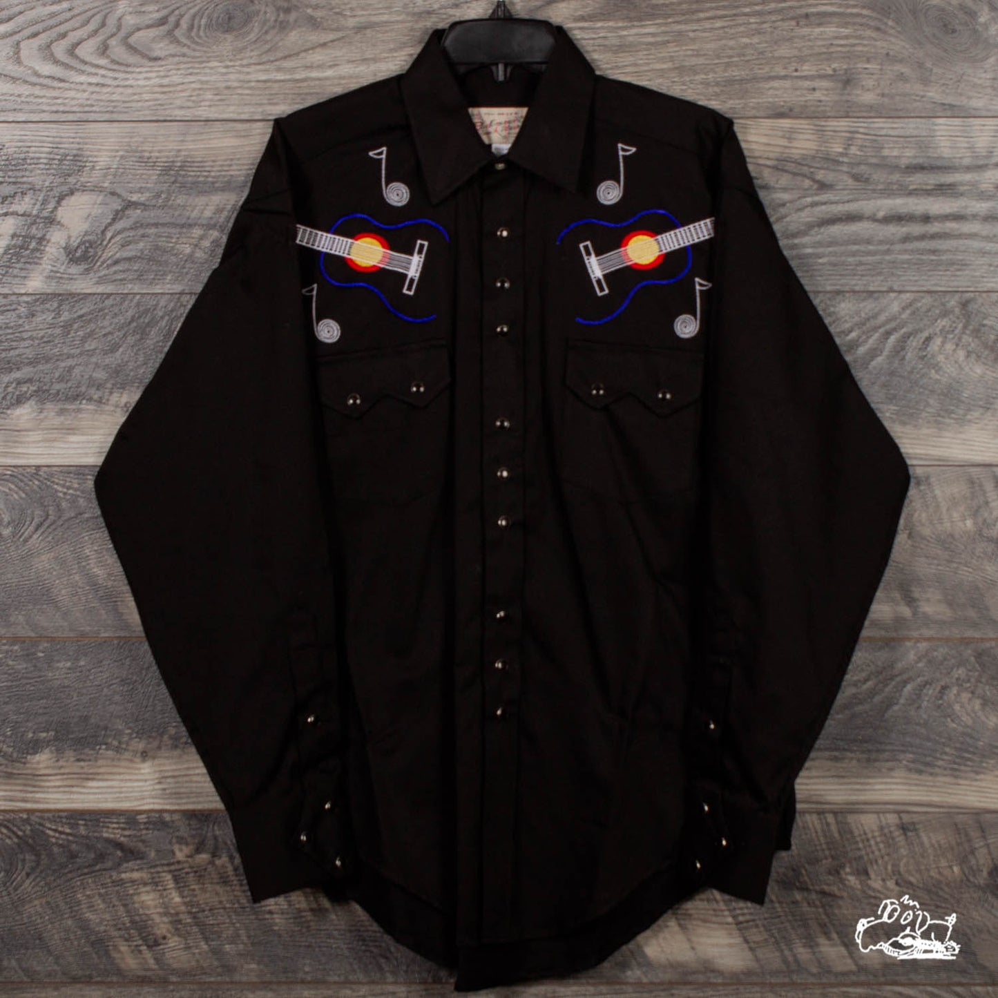 Rockmount Ranch Wear - Men's Colorado Guitars Embroidery Black Western Shirt