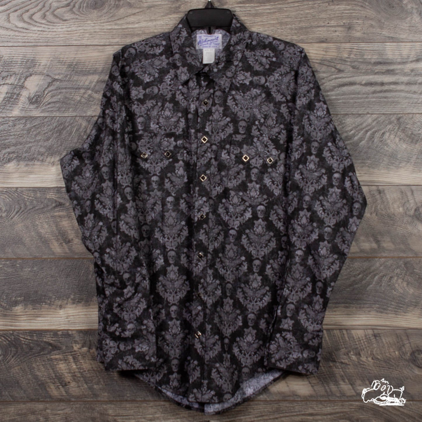 Rockmount Ranch Wear - Men's Charcoal Skulls & Moths Print Western Shirt