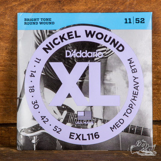 D'Addario XL Nickel Wound 11-52 Electric Guitar Strings (Medium Top/Heavy Bottom)
