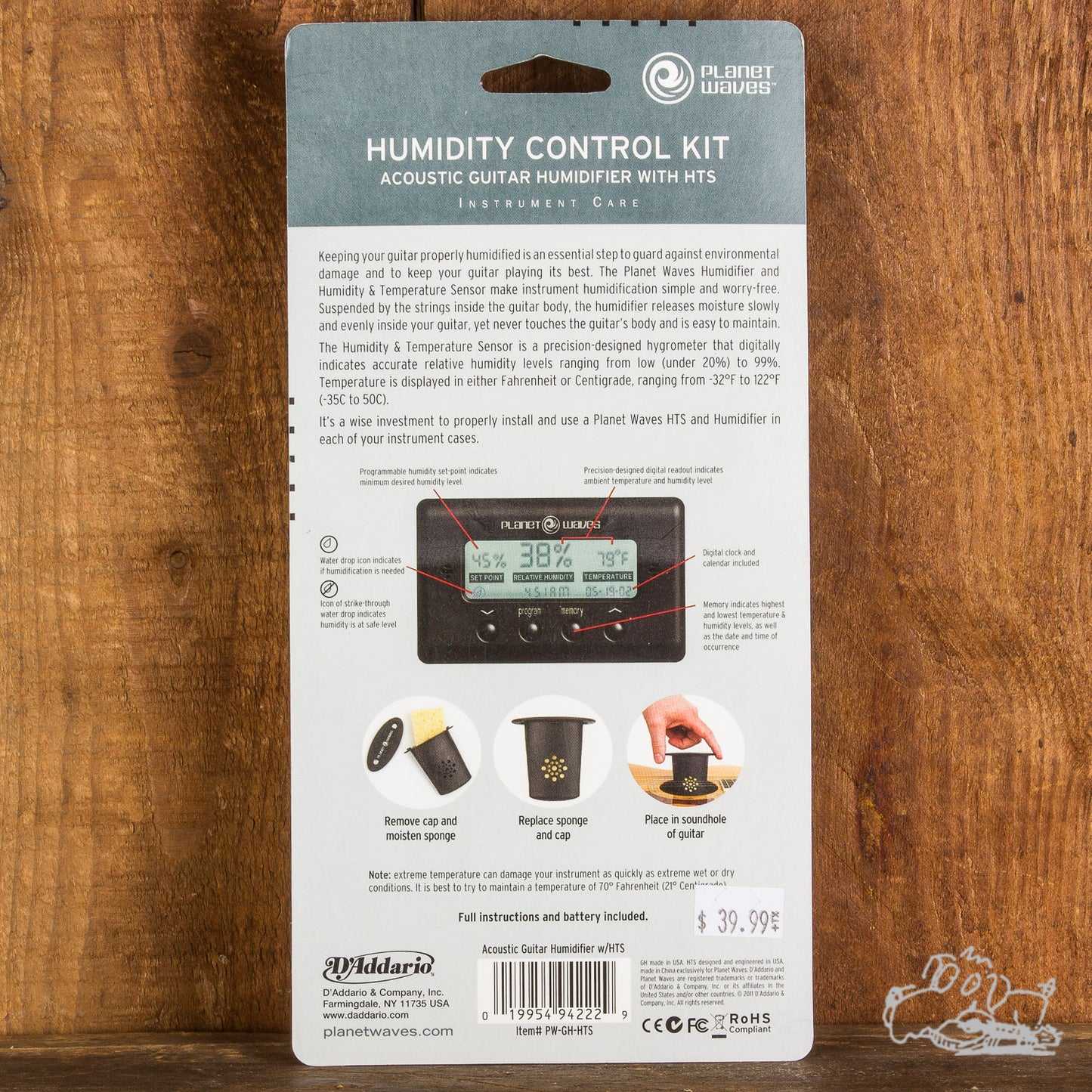 D'addario Planet Waves Humidity Control Kit