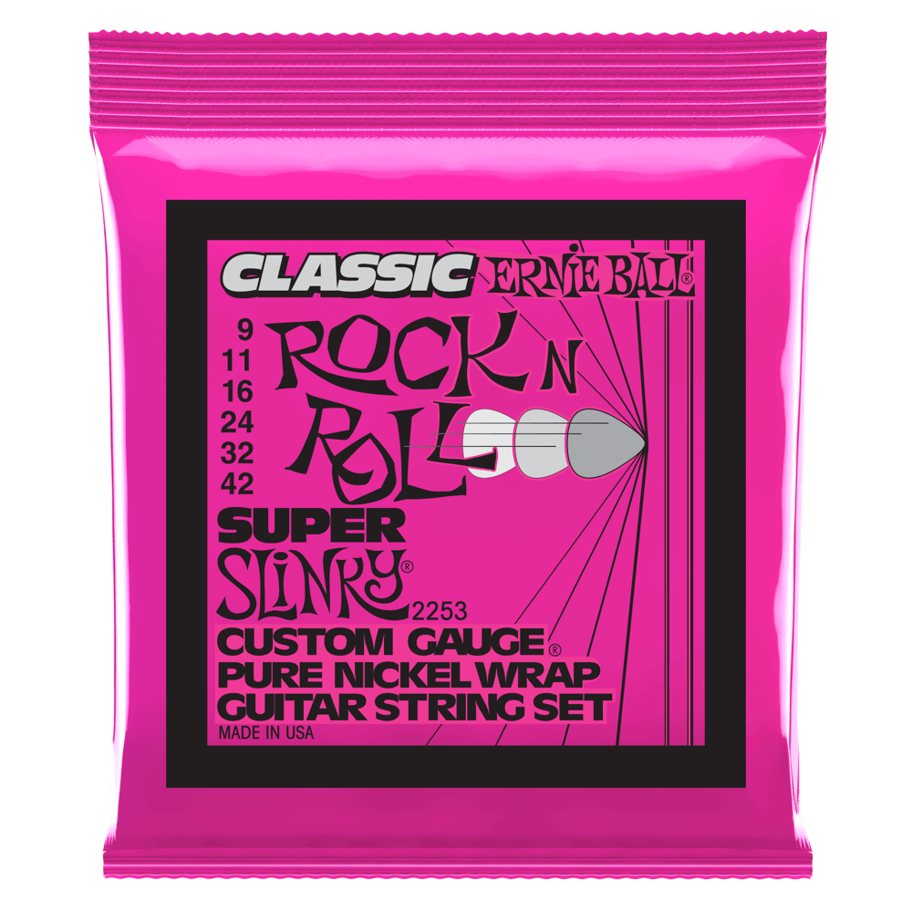 Super Slinky Classic Rock n Roll Pure Nickel Wrap Electric Guitar Strings - 9-42 Gauge