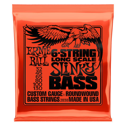 Ernie Ball Slinky Long Scale 6-String Electric Bass Guitar Strings - 32-130