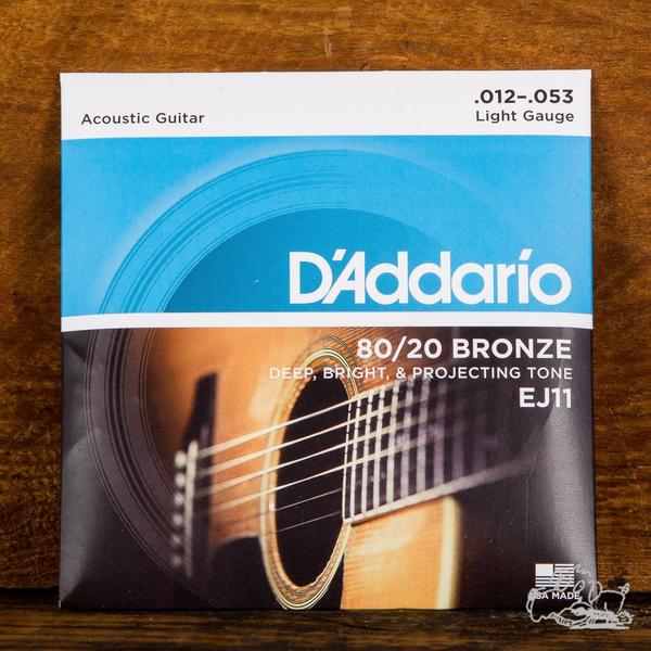 D'Addario 12-53 80/20 Bronze Acoustic Guitar Strings - EJ11