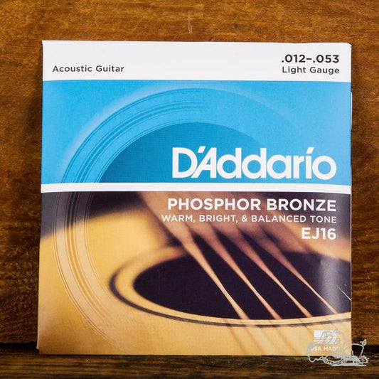 D'Addario 12-53 Phosphor Bronze Acoustic Guitar Strings - EJ16
