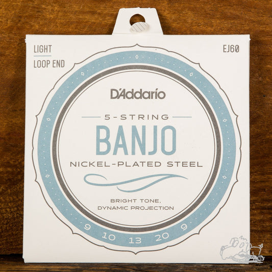 D'addario EJ60 5-String Banjo Strings - Nickel-Plated Steel - Loop End Light