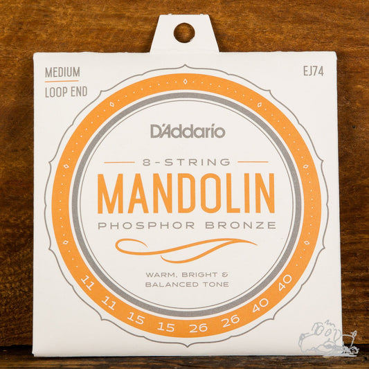 D'Addario EJ74 Mandolin Strings Loop End Phosphor Bronze Medium 11-40
