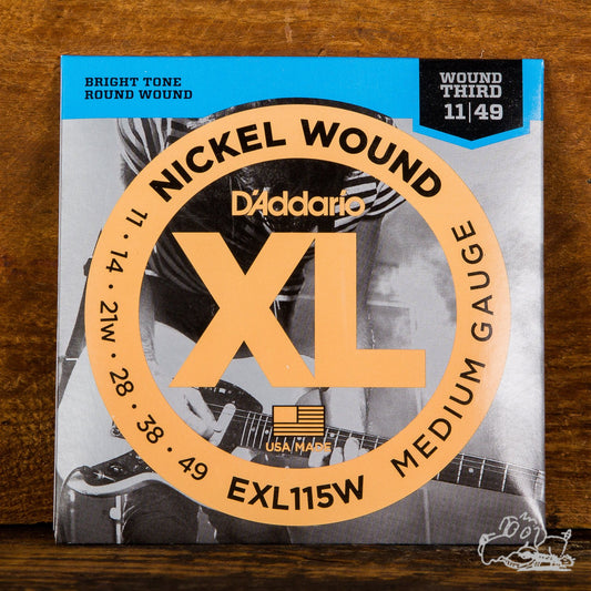 D'Addario XL Electric Guitar Strings Wound 3rd Blues/Jazz/Rock Medium 11-49