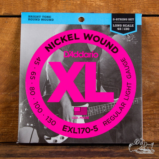 D'Addario XL Electric 5 String Bass Strings - Nickel Wound - Long Scale 45-130
