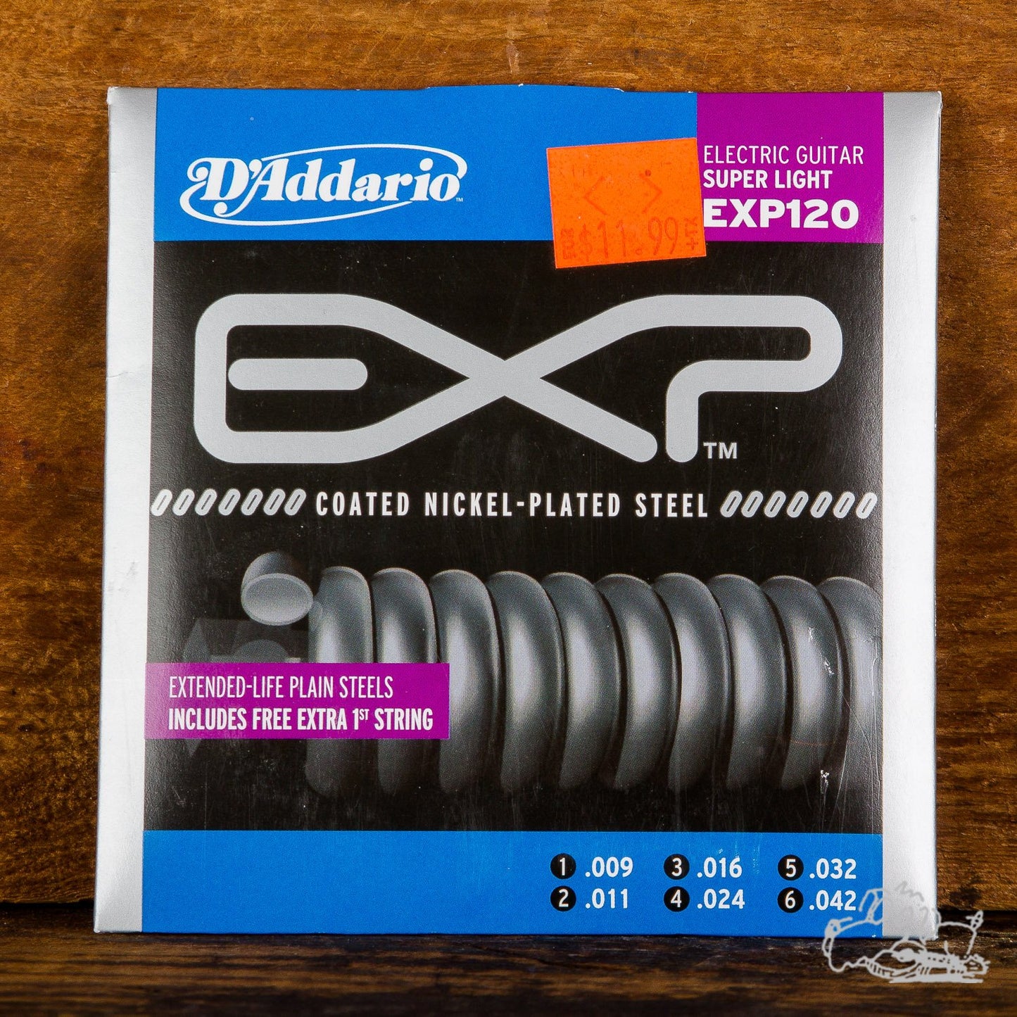 D'Addario EXP Coated Nickel-Plated Steel Electric Guitar Strings - Super Light 9-42