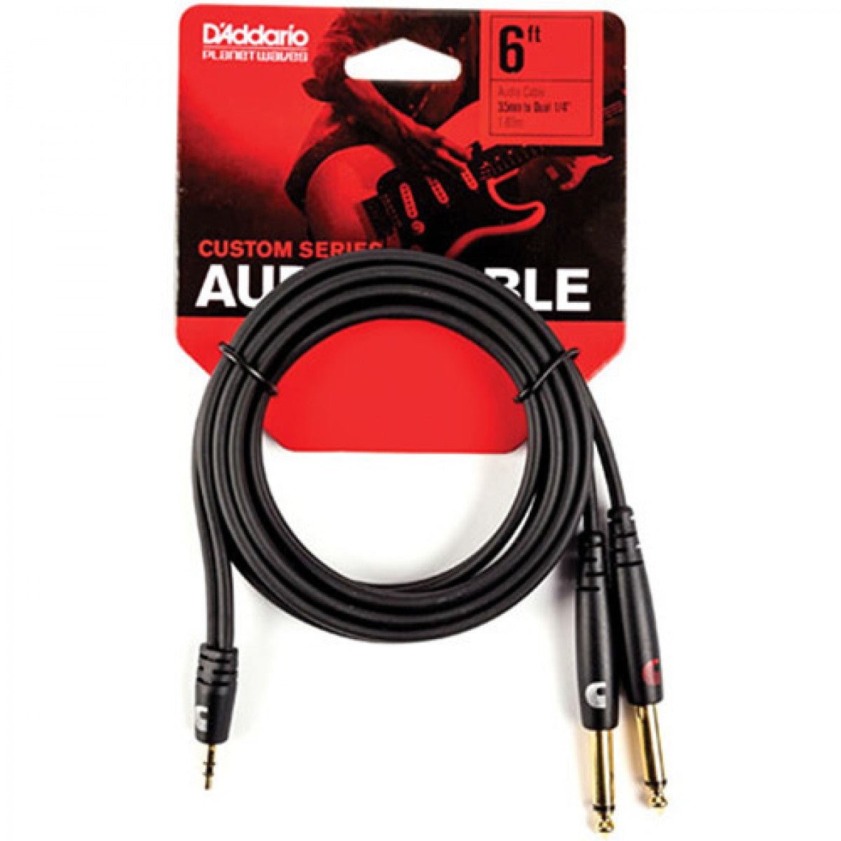 D'Addario Custom Series Stereo 3.55mm - Dual 1/4 Mono Audio Cable