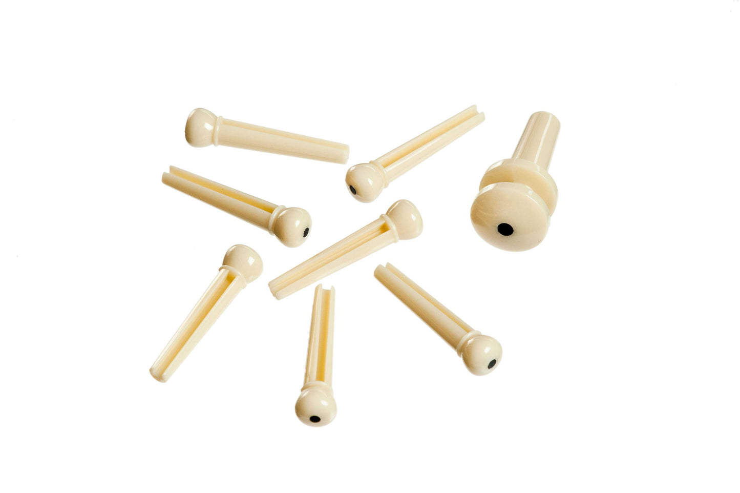 D'Addario Planet Waves Plastic Bridge & End Pins for Guitar - Ivory with Black Dot