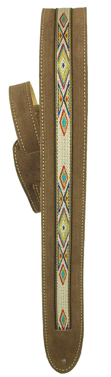 LM The Vinny 2" Suede Guitar Strap with Southwestern Braid Center